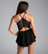 Flirty Lace Back Skater Romper